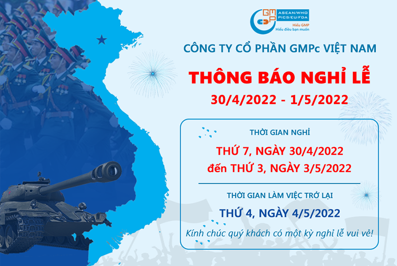 Thông báo lịch nghỉ lễ 30/4 và 1/5 năm 2022