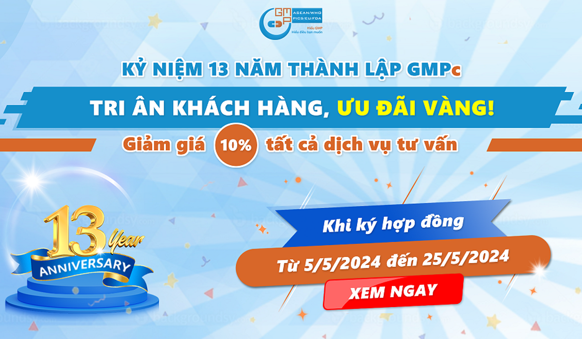 Giảm giá 10% tất cả dịch vụ tư vấn - Kỉ niệm 13 Năm thành lập GMPc