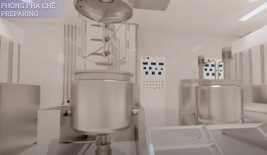 Mô hình 3D dự án mẫu nhà máy sản xuất mỹ phẩm tiêu chuẩn CGMP ASEAN