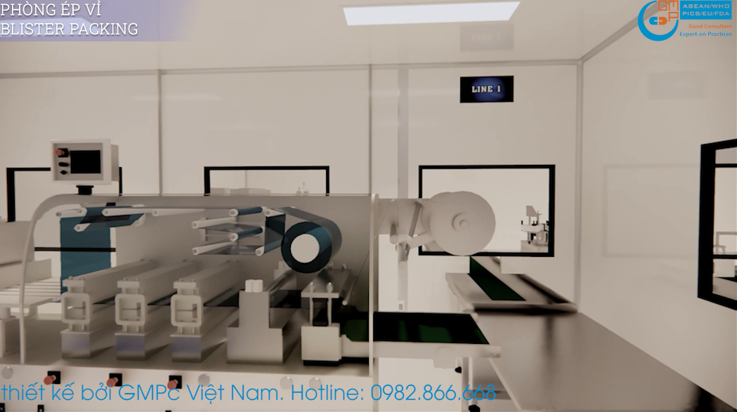 Mô hình 3D Nhà máy sản xuất Thực phẩm bảo vệ sức khỏe tiêu chuẩn HS GMP